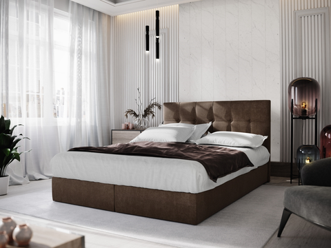 Postele Čalouněná postel GARETTI 140x200 cm, hnědá