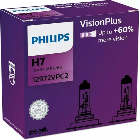 Autožárovky Philips H7 12V 55W PX26d Vision Plus +60%  2ks 12972VPC2