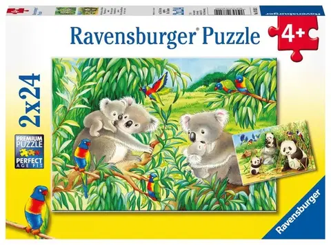Hračky puzzle RAVENSBURGER - Roztomilé Koaly A Pandy 2X24 Dílků