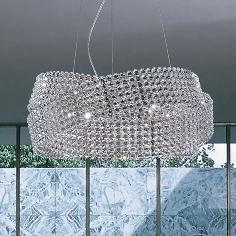 Závěsná světla Marchetti Křišťálové závěsné světlo Diamante Ø 95 cm