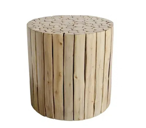 Konferenční stolky Přírodní kulatý stůl z dřevěných špalíků Eucalypt - Ø 30*30cm Chic Antique 41071600
