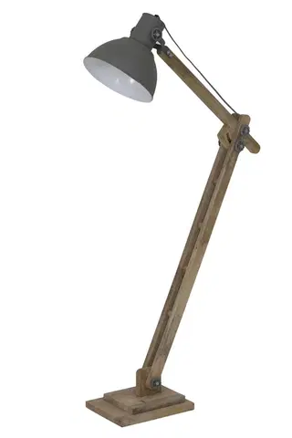 Lampy Šedá dřevěná stojací lampa Elmer cement - 84*26*125 cm Light & Living 1809725