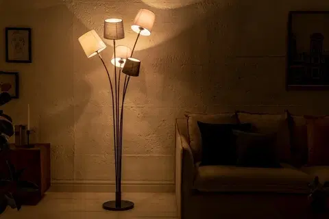 Designové a luxusní stojící lampy Estila Moderní stojací lampa Elegans z kovu s pěti stínítky 176cm