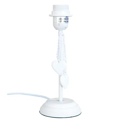 Lampy Bílá kovová základna k lampě se srdíčky  - Ø 10*24 cm  Clayre & Eef 6LMP414