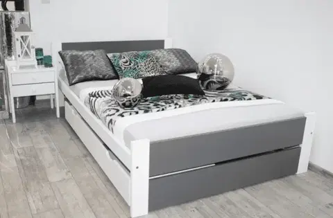 Postele Elvisia Manželská postel LEA s roštem | 140 x 200 cm Barva: Šedá