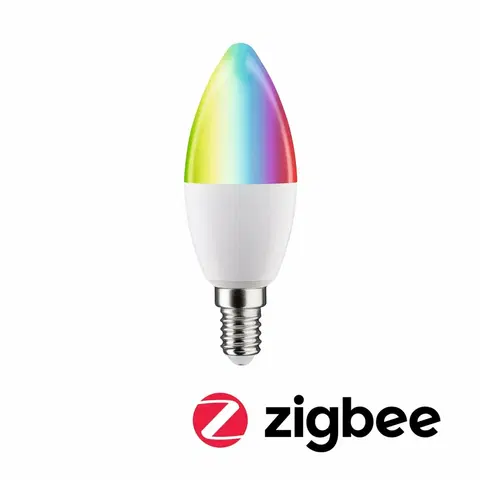 LED žárovky PAULMANN Standard 230V Smart Home Zigbee 3.0 LED svíčka E14 5W RGBW+ stmívatelné mat