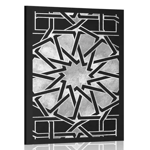 Černobílé Plakát orientální mozaika v černobílém