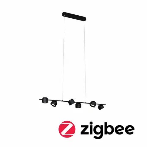 Chytré osvětlení PAULMANN LED závěsné svítidlo Smart Home Zigbee Puric Pane 6x6W černá