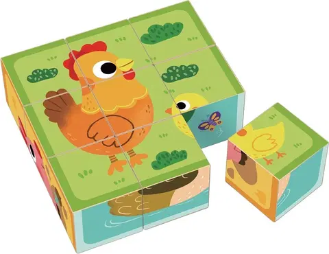 Dřevěné hračky 2Kids Toys Dřevěné kostky Farma vícebarevné