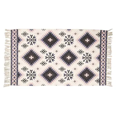 Koberce a koberečky Bavlněný koberec s barevnými ornamenty a třásněmi - 140*200 cm Clayre & Eef KT080.056L