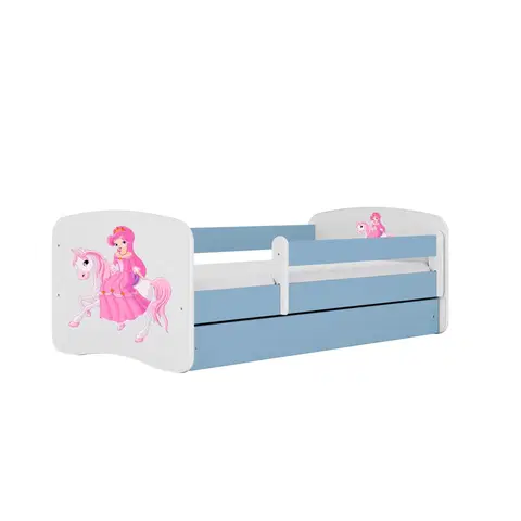 Dětské postýlky Kocot kids Dětská postel Babydreams princezna na koni modrá, varianta 80x180, bez šuplíků, s matrací