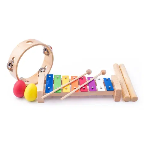 Dětské hudební hračky a nástroje Woody Sada hudebních nástrojů, 5 ks
