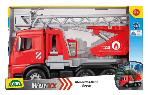 Hračky LENA - Mercedes Arocs hasič s žebříkem, okrasný kartón