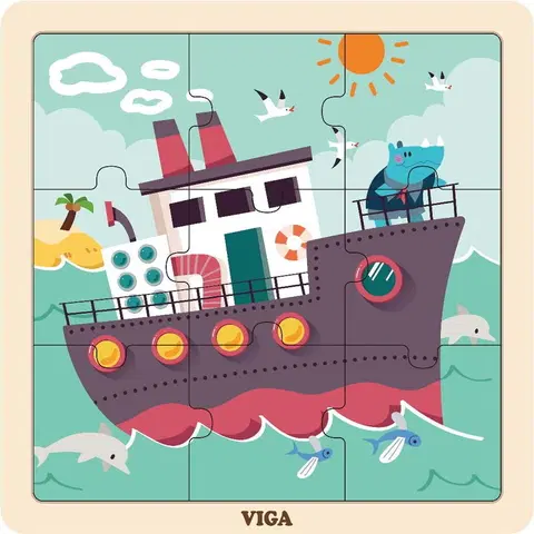 Hračky puzzle VIGA -  Dřevěné puzzle Loď 9ks