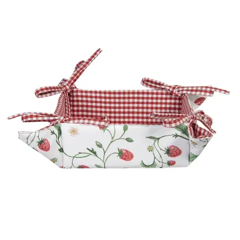 Chlebníky Bavlněný košík na pečivo Wild Strawberries - 35*35*8 cm Clayre & Eef WIS47