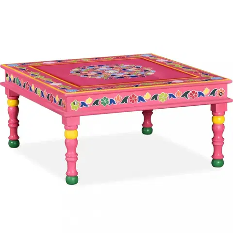 Konferenční stolky Konferenční stolek ručně malovaný Dekorhome Růžová