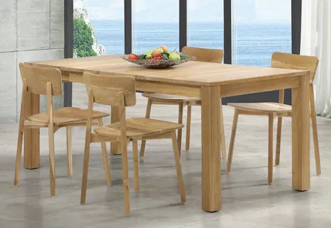 Designové a luxusní jídelní stoly Estila Masivní rozkládací jídelní stůl Fjordar světle hnědý z masivního dřeva s naturálním povrchem a čtyřmi nožičkami 220cm