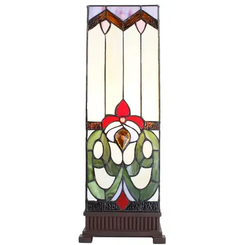 Svítidla Kvádrovitá stolní lampa Tiffany s květem - 18*18*48 cm E14/max 1*40W Clayre & Eef 5LL-6295