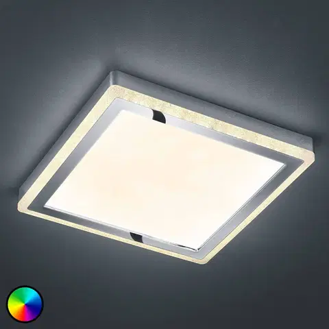 Stropní svítidla Reality Leuchten LED stropní svítidlo Slide, bílé, hranaté 40x40 cm