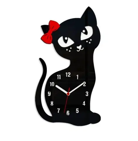 Hodiny ModernClock Nástěnné hodiny Cat černé