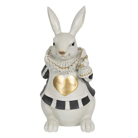 Velikonoční dekorace Dekorace králíka s límcem a zlatým srdíčkem - 17*14*33 cm Clayre & Eef 6PR3163