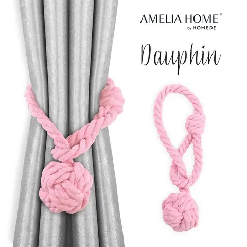 Závěsy AmeliaHome Sada úvazů na závěs DAUPHIN 2 ks pudrově růžová