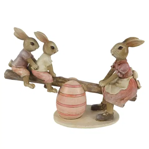 Velikonoční dekorace Velikonoční dekorace králíků na houpačce - 20*7*13 cm Clayre & Eef 6PR3284