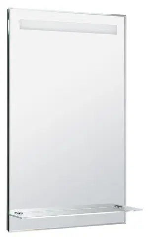 Koupelnová zrcadla AQUALINE Zrcadlo s LED osvětlením a policí 50x80cm, kolébkový vypínač ATH52