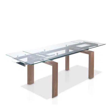 Designové a luxusní jídelní stoly Estila Skleněný jídelní stůl Vita Naturale rozkládací 160cm
