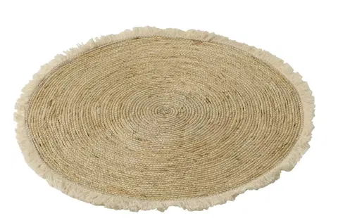 Koberce a koberečky Přírodní kulatý koberec s třásněmi z kukuřičných listů Maize - Ø 70*1 cm J-Line by Jolipa 1549