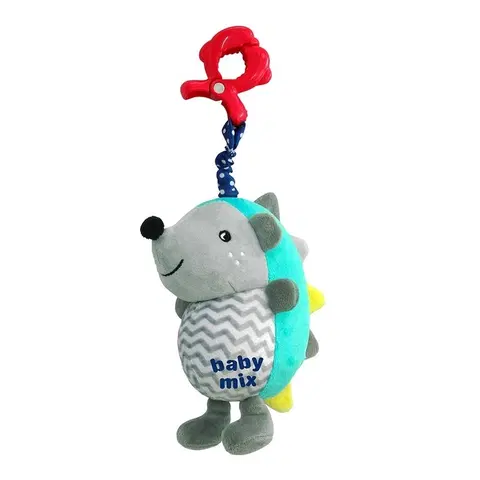 Hračky BABY MIX - Dětská plyšová hračka s hracím strojkemJežek modro-šedý