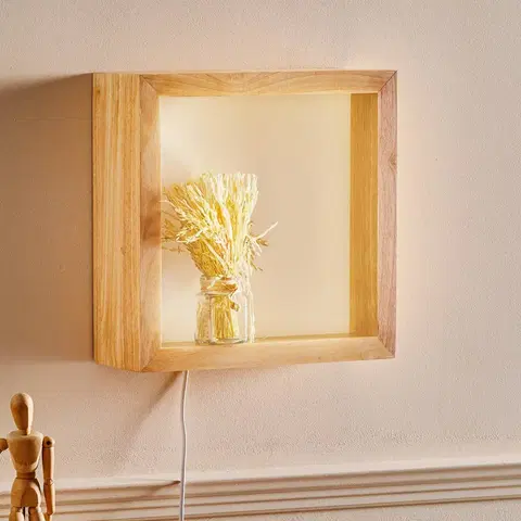 Nástěnná svítidla Fabas Luce Nástěnné LED světlo Window, 37 x 37 cm, dub