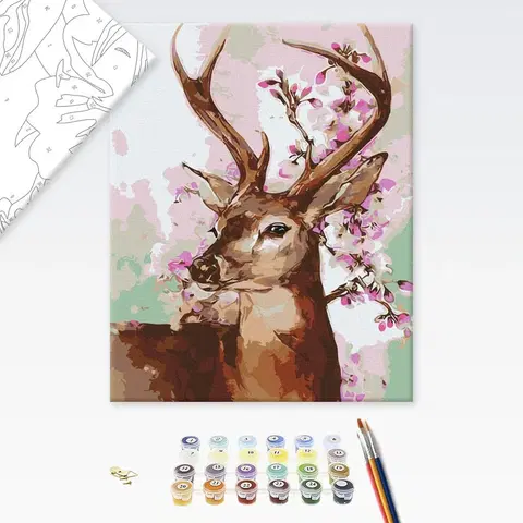 Zvířata Malování podle čísel jelen se sakurou
