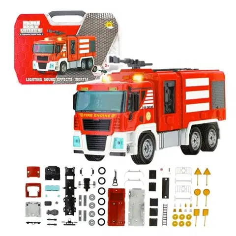 Hračky MEGA CREATIVE - Auto hasičské v kufříku stavebnice šroubovací