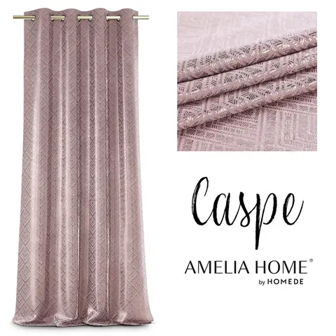 Záclony Závěs AmeliaHome CASPE pudrově růžový, velikost 140x250