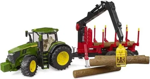 Hračky BRUDER - Traktor John Deere 7R 350 s přívěsem a kladinami