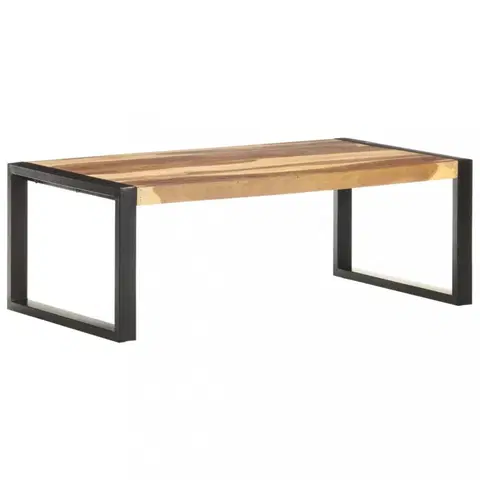 Konferenční stolky Konferenční stolek masivní dřevo / kov Dekorhome Černá