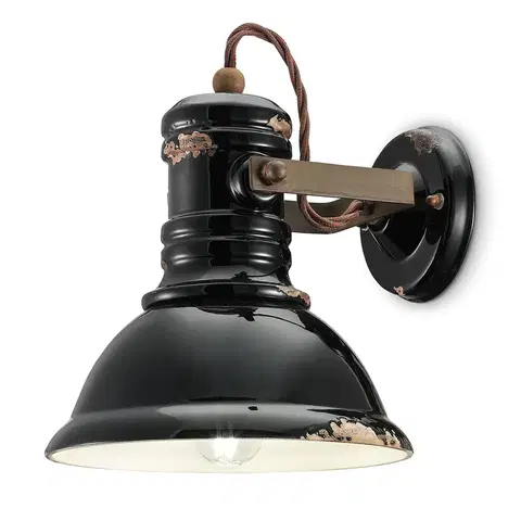 Nástěnná svítidla Ferroluce Keramické nástěnné svítidlo C1693 v černé barvě v industriálním stylu
