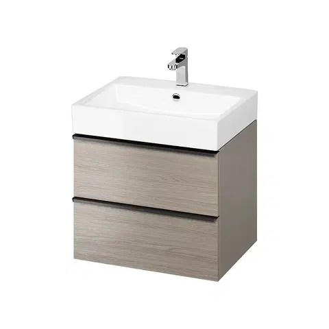Koupelnový nábytek CERSANIT Umyvadlová skříňka VIRGO 60 šedý dub s černými úchyty S522-021