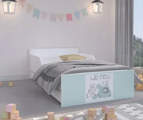 Dětské postele Dětská postel HELLO FRIEND s myškami 160 x 80 cm