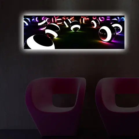 Obrazy Hanah Home Obraz s led osvětlením Svítící koule 90x30 cm