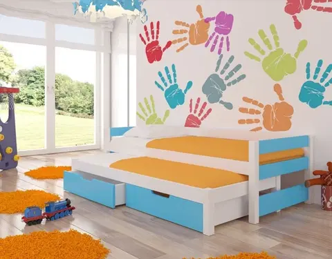 Postele ArtAdrk Dětská postel s přistýlkou FRAGA Barva: bílá / modrá