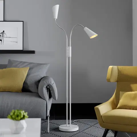 Stojací lampy Lucande Lucande Medira stojací lampa, dvoužárovková, bílá