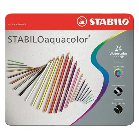 Hračky STABILO - Pastelky aquacolor, metal box 24 ks