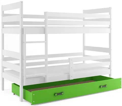 Postele BMS Dětská patrová postel ERYK | bílá Barva: bílá / zelená, Rozměr: 200 x 90 cm