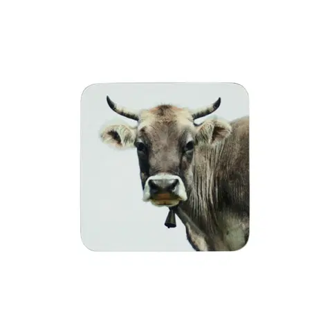 Prkénka a krájecí desky 6ks korkové podtácky s motivem švýcarské krávy - 10*10*0,4cm Mars & More SCOZZK