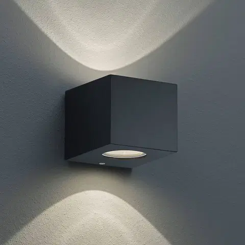 Venkovní nástěnná svítidla Reality Leuchten Hranaté LED venkovní nástěnné světlo Cordoba černé