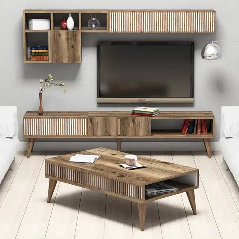 Obývací stěny a sestavy nábytku Nábytek do obývacího pokoje MILAN ořech
