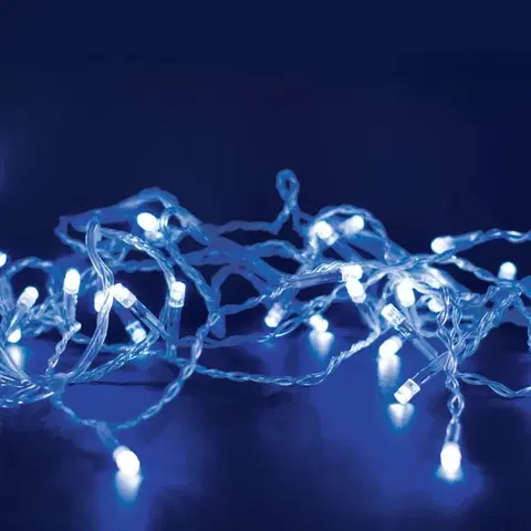 LED řetězy ACA Lighting 300 LED řetěz (po 5cm), modrá, 220-240V + 8 programů, IP44, 15m, čirý kabel X08300622