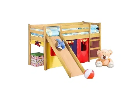Dětské pokoje Dětská patrová postel se skluzavkou Neo Plus olše Halmar Borovice